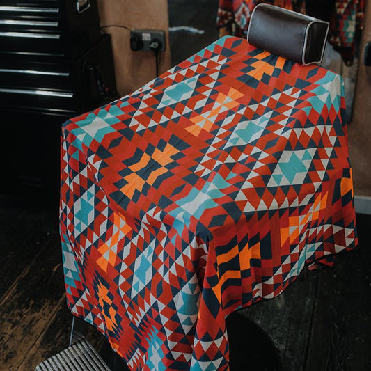 Cape Gang - Aztec Barber Gown - Red, Orange, Green and White