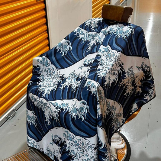 Cape Gang - Great Waves Barber Gown - Blue and White