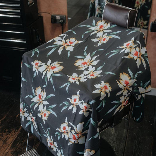 Cape Gang - Hawaii Flowers Barber Gown - Black