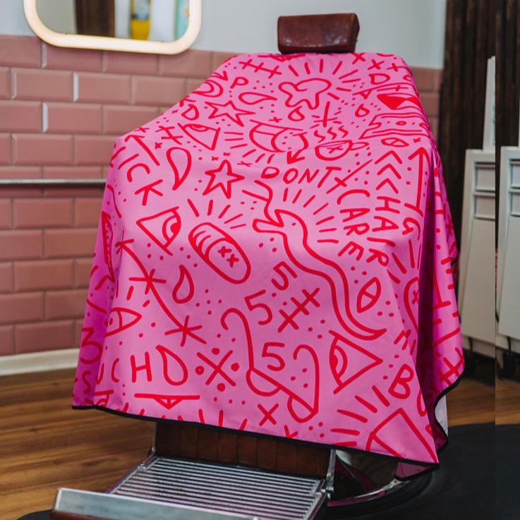 Cape Gang - Prison Style Tattoo Barber Gown - Pink and Red 