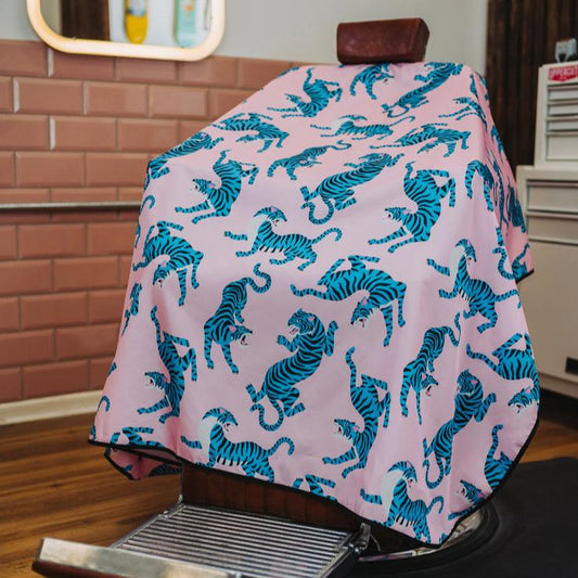 Cape Gang - Tiger Blues Barber Gown - Pink and Blue
