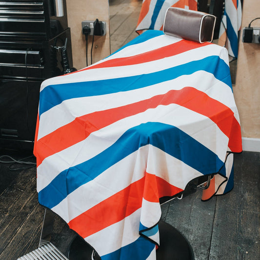 Cape Gang - Barber Pole Barbers Gown - Red, White and Blue